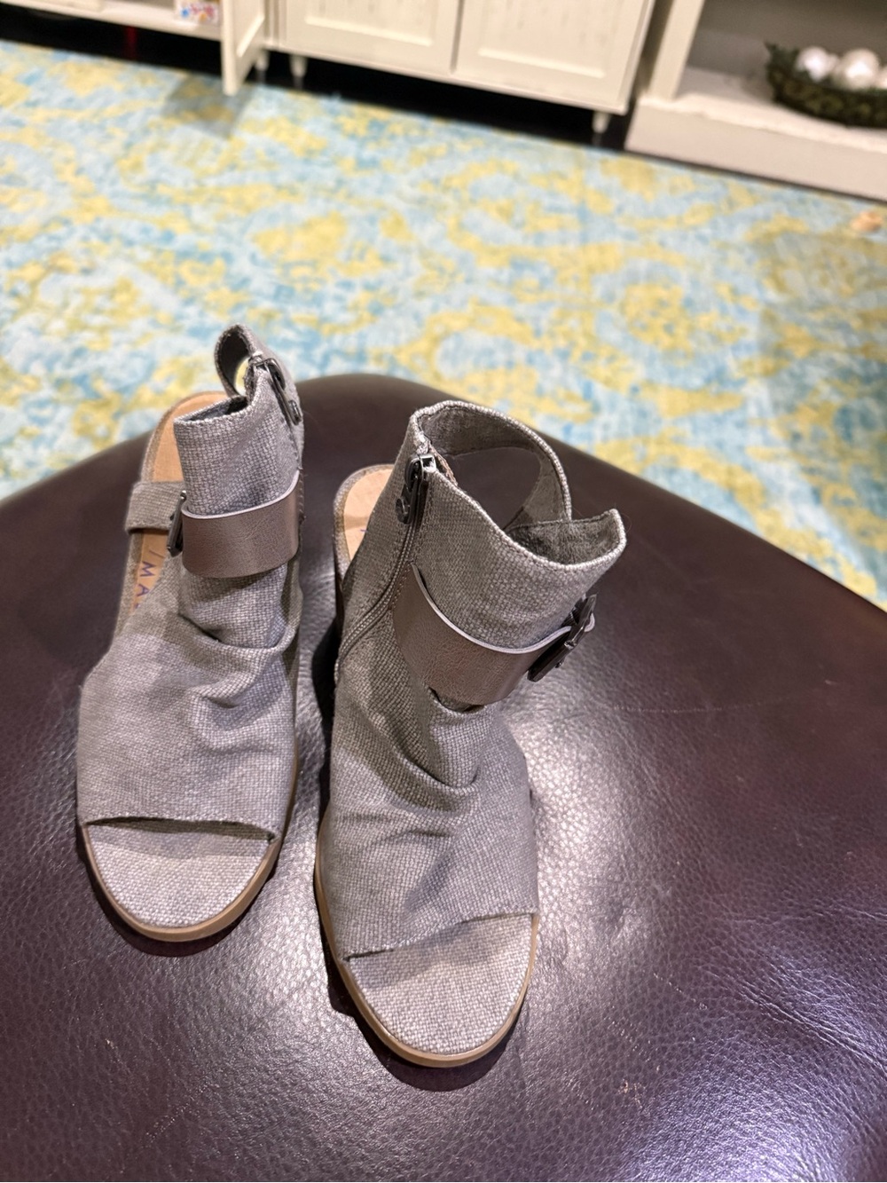 Blowfish Gray Open-Toe Ankle Sandals with Buckle